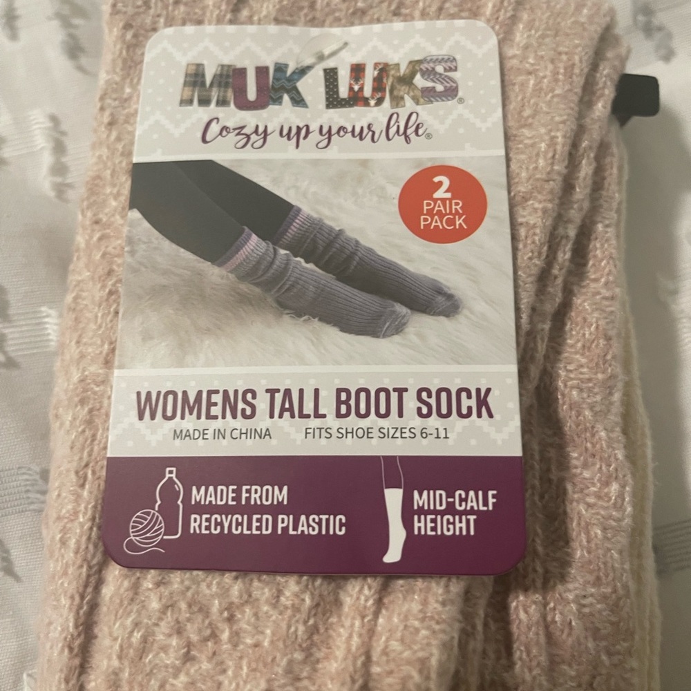Two pair pack, Muk Luks tall boot socks